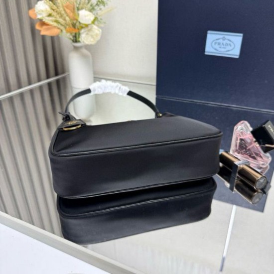 Top Replica Prada Re-Edition 2005 Re-Nylon Saffiano Mini Hobo Bag 1N204M Black