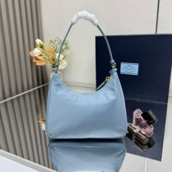Top Replica Prada Re-Edition 2005 Re-Nylon Saffiano Mini Hobo Bag 1N204M Blue