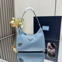 Top Replica Prada Re-Edition 2005 Re-Nylon Saffiano Mini Hobo Bag 1N204M Blue
