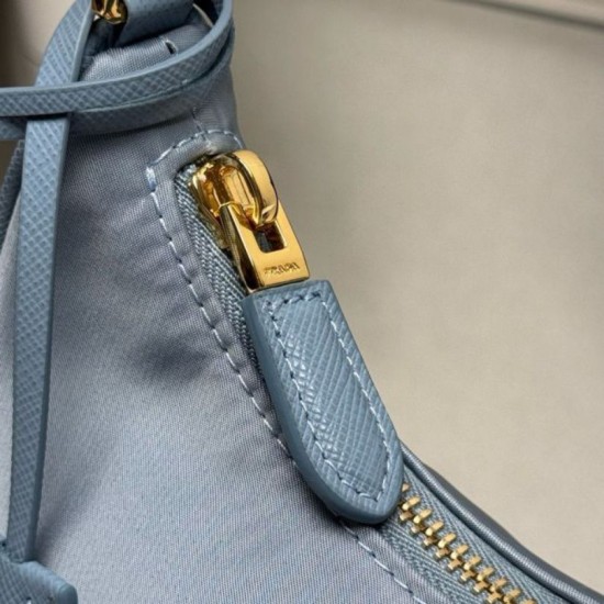 Top Replica Prada Re-Edition 2005 Re-Nylon Saffiano Mini Hobo Bag 1N204M Blue