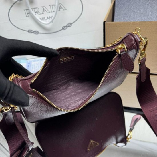 AAA Replica Prada Re-Edition 2005 Saffiano Handbag/Hobo Bag Burgundy 1:1 Replica Prada Re-Edition 2005 Saffiano Handbag/Hobo Bag Burgundy Knockoff