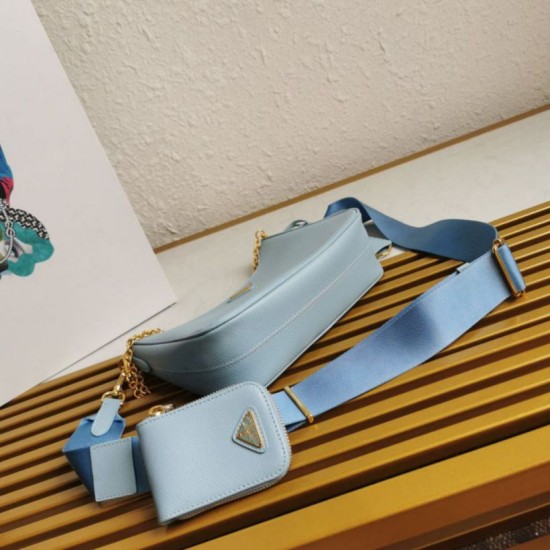 AAA Replica Prada Saffiano Leather Handbag/Hobo Bag Re-Edition 2005 Blue 1:1 Replica Prada Saffiano Leather Handbag/Hobo Bag Re-Edition 2005 Blue Knockoff