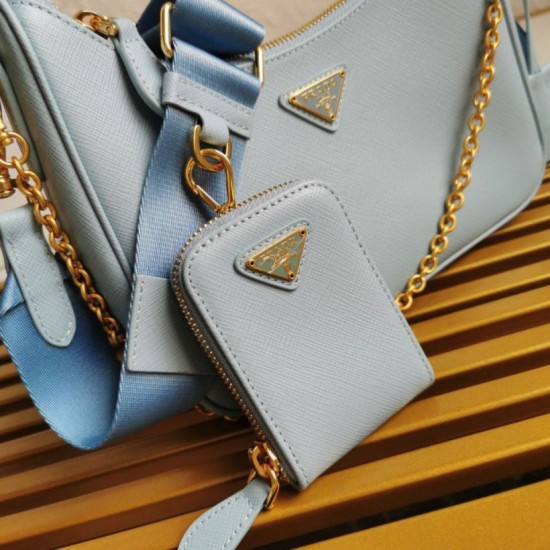 AAA Replica Prada Saffiano Leather Handbag/Hobo Bag Re-Edition 2005 Blue 1:1 Replica Prada Saffiano Leather Handbag/Hobo Bag Re-Edition 2005 Blue Knockoff
