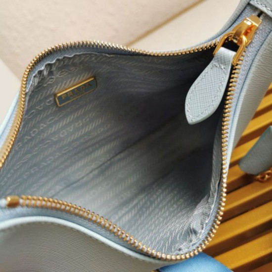 AAA Replica Prada Saffiano Leather Handbag/Hobo Bag Re-Edition 2005 Blue 1:1 Replica Prada Saffiano Leather Handbag/Hobo Bag Re-Edition 2005 Blue Knockoff