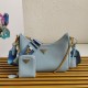 AAA Replica Prada Saffiano Leather Handbag/Hobo Bag Re-Edition 2005 Blue 1:1 Replica Prada Saffiano Leather Handbag/Hobo Bag Re-Edition 2005 Blue Knockoff