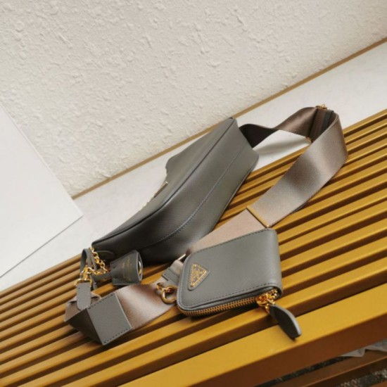 AAA Replica Prada Saffiano Leather Handbag/Hobo Bag Re-Edition 2005 Gray 1:1 Replica Prada Saffiano Leather Handbag/Hobo Bag Re-Edition 2005 Gray Knockoff