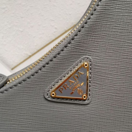 AAA Replica Prada Saffiano Leather Handbag/Hobo Bag Re-Edition 2005 Gray 1:1 Replica Prada Saffiano Leather Handbag/Hobo Bag Re-Edition 2005 Gray Knockoff