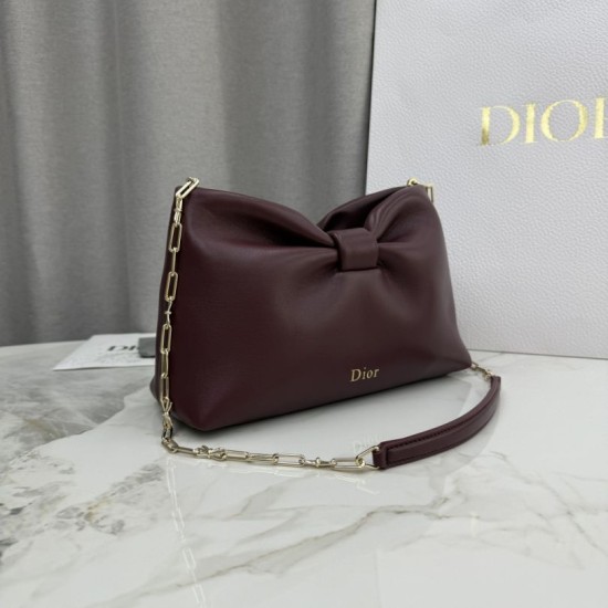 AAA Replica Dior Bow Small/Medium Crossbody Bag with Gold Finish Coffee 1:1 Replica Dior Bow Small/Medium Crossbody Bag with Gold Finish Coffee Knockoff
