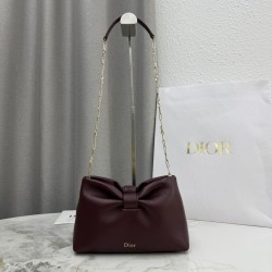 1:1 Replica Dior Bow Small/Medium Crossbody Bag with Gold Finish Coffee Knockoff