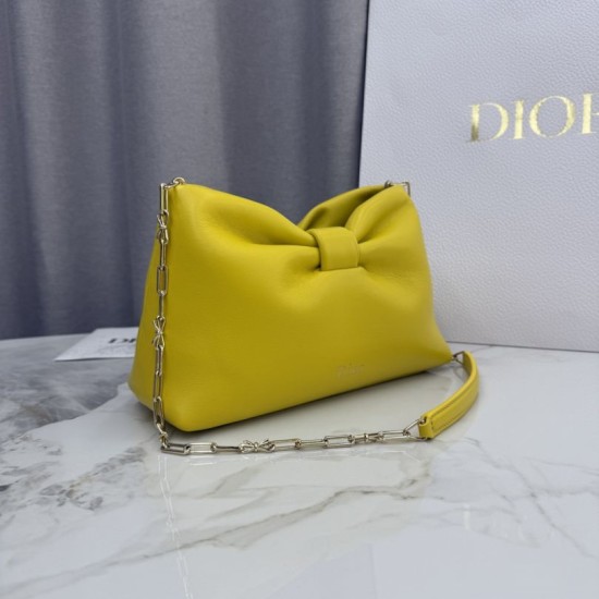 AAA Replica Dior Bow Small/Medium Crossbody Bag with Gold Finish Yellow 1:1 Replica Dior Bow Small/Medium Crossbody Bag with Gold Finish Yellow Knockoff