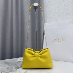 1:1 Replica Dior Bow Small/Medium Crossbody Bag with Gold Finish Yellow Knockoff