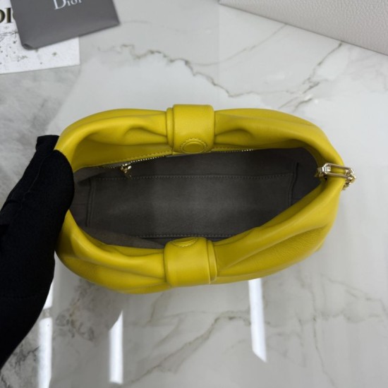 AAA Replica Dior Bow Small/Medium Crossbody Bag with Gold Finish Yellow 1:1 Replica Dior Bow Small/Medium Crossbody Bag with Gold Finish Yellow Knockoff