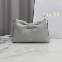 1:1 Replica Dior Bow Small/Medium Crossbody Bag with Gold Finish Grey Knockoff