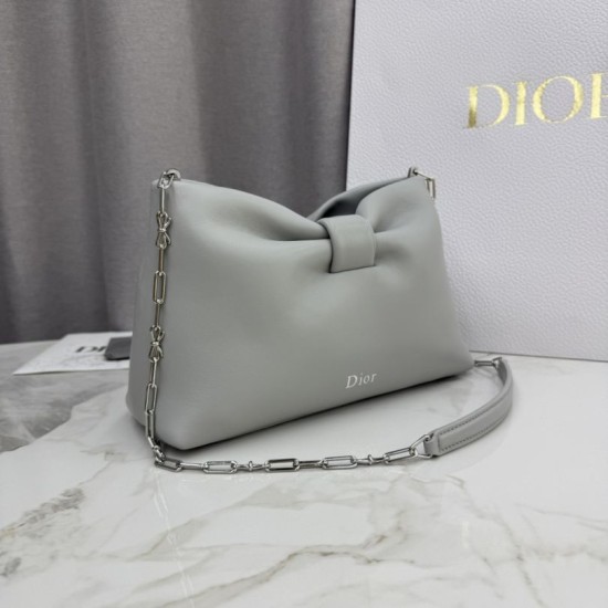 AAA Replica Dior Bow Small/Medium Crossbody Bag with Gold Finish Grey 1:1 Replica Dior Bow Small/Medium Crossbody Bag with Gold Finish Grey Knockoff