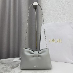 1:1 Replica Dior Bow Small/Medium Crossbody Bag with Gold Finish Grey Knockoff