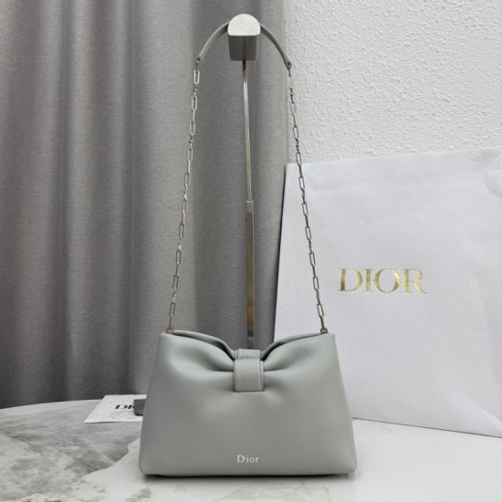 AAA Replica Dior Bow Small/Medium Crossbody Bag with Gold Finish Grey 1:1 Replica Dior Bow Small/Medium Crossbody Bag with Gold Finish Grey Knockoff