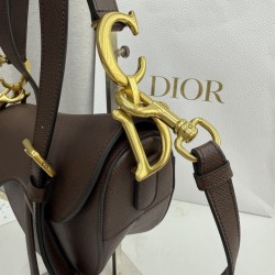 1:1 Replica Dior Saddle Bag Brown Grained Calfskin Knockoff