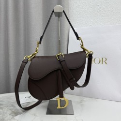 1:1 Replica Dior Saddle Bag Brown Grained Calfskin Knockoff