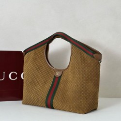 1:1 Replica Gucci Giglio Large Suede GG Tote Bag 853971 Brown Knockoff