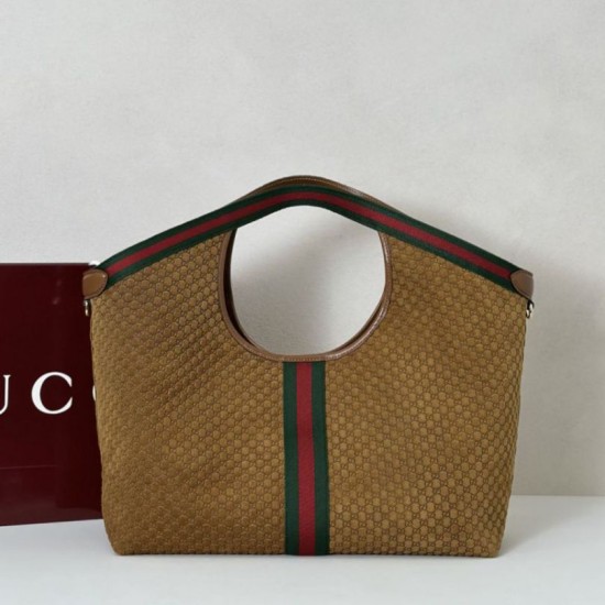AAA Replica Gucci Giglio Large Suede GG Tote Bag 853971 Brown 1:1 Replica Gucci Giglio Large Suede GG Tote Bag 853971 Brown Knockoff