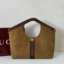 1:1 Replica Gucci Giglio Large Suede GG Tote Bag 853971 Brown Knockoff
