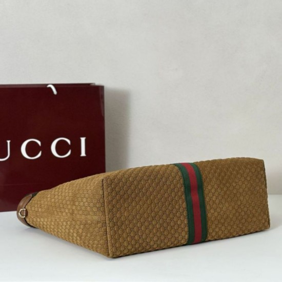 AAA Replica Gucci Giglio Large Suede GG Tote Bag 853971 Brown 1:1 Replica Gucci Giglio Large Suede GG Tote Bag 853971 Brown Knockoff