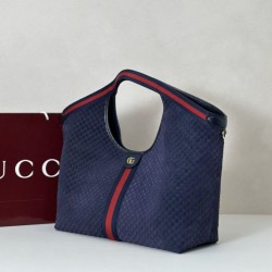 1:1 Replica Gucci Giglio Large Suede GG Tote Bag 853971 Blue Knockoff
