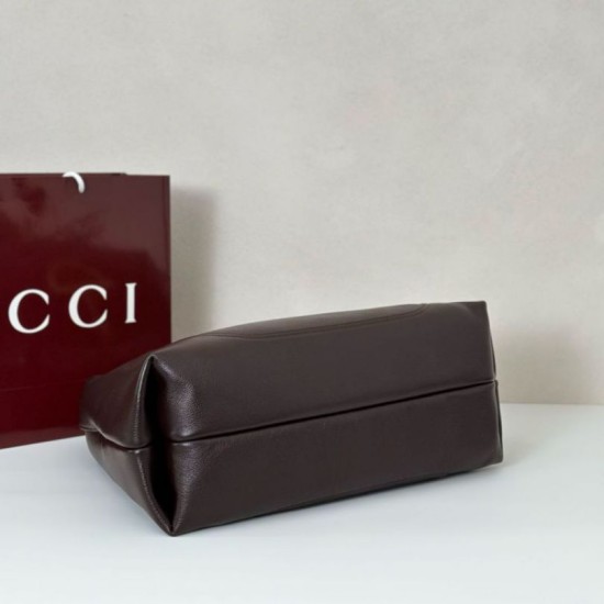 1:1 Replica Gucci 837466 Softbit Maxi Shoulder Bag Dark Brown Knockoff