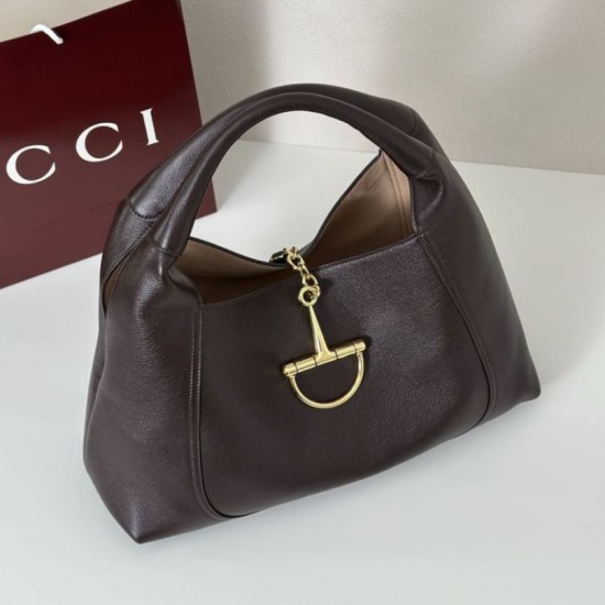 1:1 Replica Gucci 837466 Softbit Maxi Shoulder Bag Dark Brown Knockoff