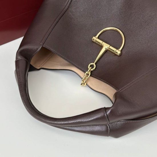 1:1 Replica Gucci 837466 Softbit Maxi Shoulder Bag Dark Brown Knockoff