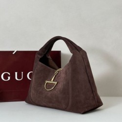 1:1 Replica Gucci 837466 Softbit Maxi Shoulder Bag Brown Suede Knockoff