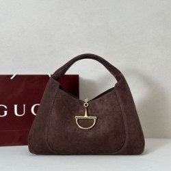 1:1 Replica Gucci 837466 Softbit Maxi Shoulder Bag Brown Suede Knockoff