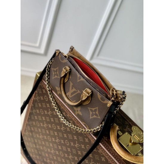 AAA Replica LV OnTheGo Chain Bag East West Brown 1:1 Replica LV OnTheGo Chain Bag East West Brown Knockoff