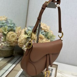 1:1 Replica Dior Saddle Bag Brown Smooth Calfskin Knockoff
