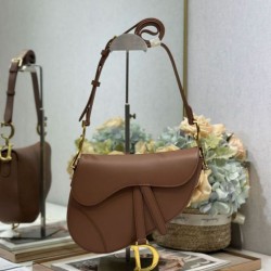 1:1 Replica Dior Saddle Bag Brown Smooth Calfskin Knockoff