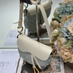 1:1 Replica Dior Saddle Bag Blue Dior Oblique Jacquard Canvas Knockoff