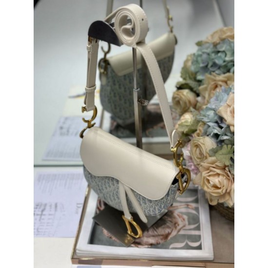 AAA Replica Dior Saddle Bag Blue Dior Oblique Jacquard Canvas 1:1 Replica Dior Saddle Bag Blue Dior Oblique Jacquard Canvas Knockoff