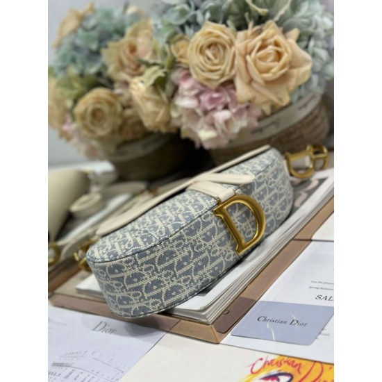 AAA Replica Dior Saddle Bag Blue Dior Oblique Jacquard Canvas 1:1 Replica Dior Saddle Bag Blue Dior Oblique Jacquard Canvas Knockoff