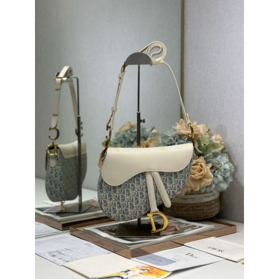 AAA Replica Dior Saddle Bag Blue Dior Oblique Jacquard Canvas 1:1 Replica Dior Saddle Bag Blue Dior Oblique Jacquard Canvas Knockoff