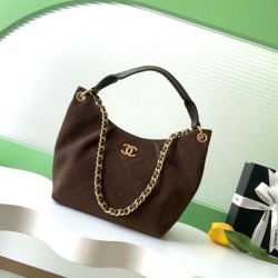 1:1 Replica Chanel 26C Maxi Hobo Bag Brown Suede AS5970 AS5978 Knockoff