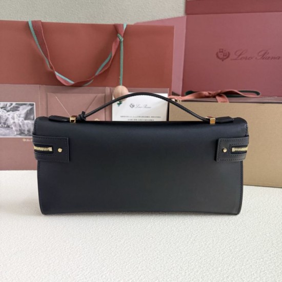 AAA Replica Loro Piana Extra Clutch Bag L29 Black 1:1 Replica Loro Piana Extra Clutch Bag L29 Black Knockoff