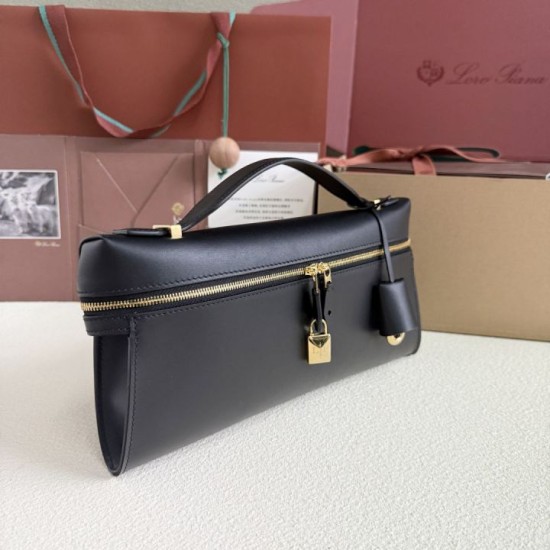 AAA Replica Loro Piana Extra Clutch Bag L29 Black 1:1 Replica Loro Piana Extra Clutch Bag L29 Black Knockoff