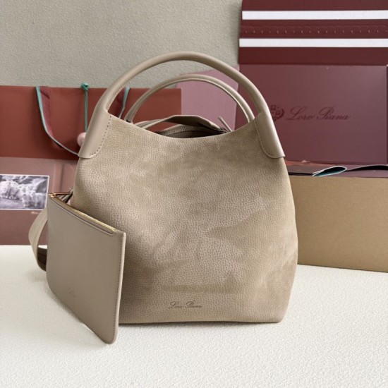 AAA Replica Loro Piana Bale Bucket Bag Small/Medium Gray 1:1 Replica Loro Piana Bale Bucket Bag Small/Medium Gray Knockoff