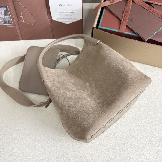 AAA Replica Loro Piana Bale Bucket Bag Small/Medium Gray 1:1 Replica Loro Piana Bale Bucket Bag Small/Medium Gray Knockoff
