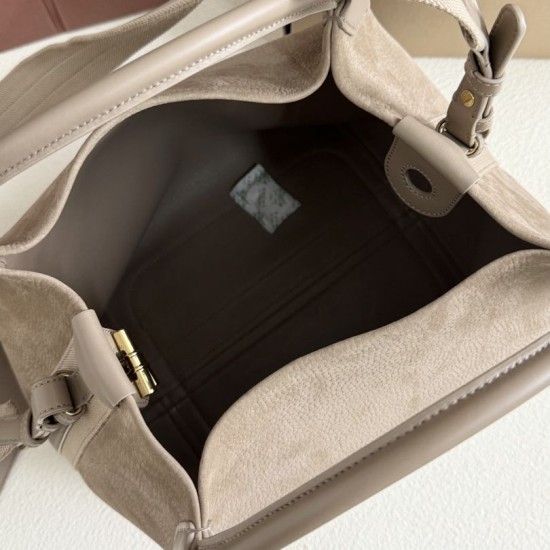 AAA Replica Loro Piana Bale Bucket Bag Small/Medium Gray 1:1 Replica Loro Piana Bale Bucket Bag Small/Medium Gray Knockoff