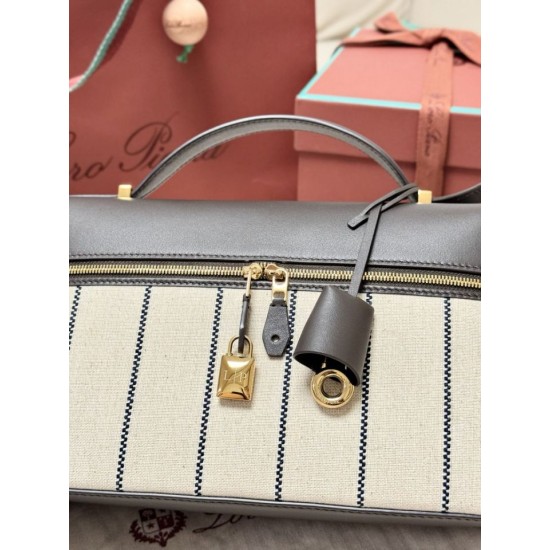 AAA Replica Loro Piana Extra Bag L27 Blue Striped Fabric 1:1 Replica Loro Piana Extra Bag L27 Blue Striped Fabric Knockoff