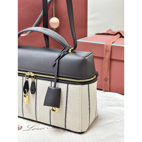 AAA Replica Loro Piana Extra Bag L27 Blue Striped Fabric 1:1 Replica Loro Piana Extra Bag L27 Blue Striped Fabric Knockoff