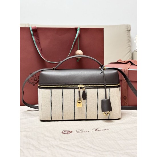 AAA Replica Loro Piana Extra Bag L27 Blue Striped Fabric 1:1 Replica Loro Piana Extra Bag L27 Blue Striped Fabric Knockoff