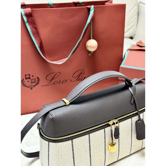 AAA Replica Loro Piana Extra Bag L27 Blue Striped Fabric 1:1 Replica Loro Piana Extra Bag L27 Blue Striped Fabric Knockoff