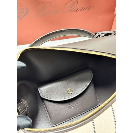 AAA Replica Loro Piana Extra Bag L27 Blue Striped Fabric 1:1 Replica Loro Piana Extra Bag L27 Blue Striped Fabric Knockoff